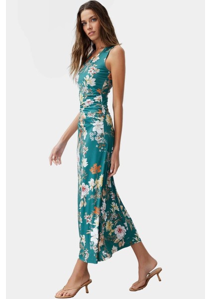 Yazlık Çiçekli Bodycon Elbise Maxi Uzunluk Örme Kumaş Premium Kalite Profesyonel Görünüm Uzun Ömürlü fiyatları