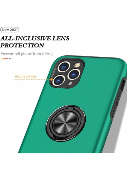 iPhone 11 Pro Max Kılıf Elit Yüzüklü Kapak - Yeşil - NFND1270-2311