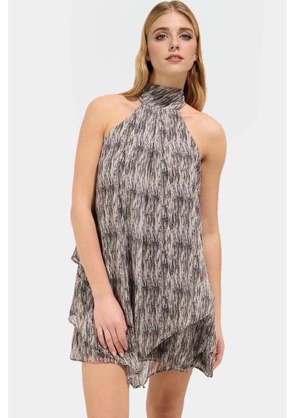 Şifon Astarlı Katlı Mini Elbise Dokuma Polyester Yazlık Günlük Profesyonel Görünüm Trend Tasarım fiyatları