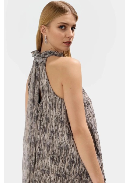 Şifon Astarlı Katlı Mini Elbise Dokuma Polyester Yazlık Günlük Profesyonel Görünüm Trend Tasarım modelleri