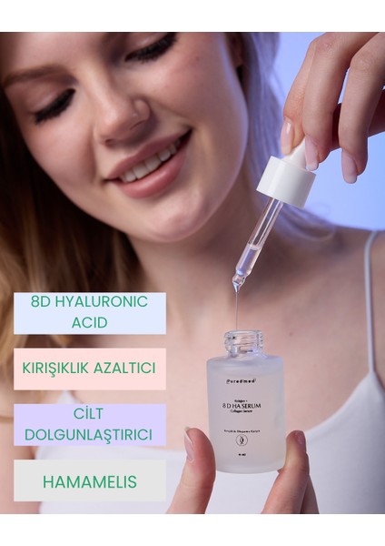 8d Hyaluronik Asit Kolajen Serum Yoğun Nemlendirme & Cilt Dolgunlaştırıcı 30 ml