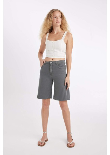 Normal Bel Kısa Paça Gabardin Bermuda Şort D0965AX24SM