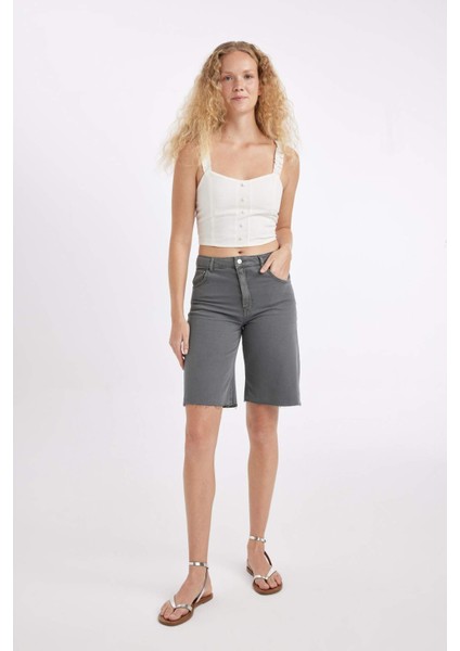 Normal Bel Kısa Paça Gabardin Bermuda Şort D0965AX24SM