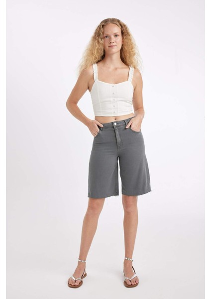 Normal Bel Kısa Paça Gabardin Bermuda Şort D0965AX24SM
