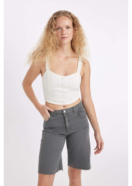 Normal Bel Kısa Paça Gabardin Bermuda Şort D0965AX24SM