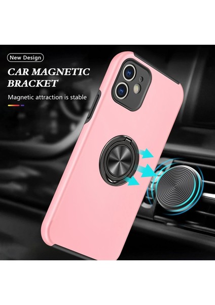 iPhone 12 Mini Kılıf Elit Yüzüklü Kapak - Pembe - NFND9970-3426