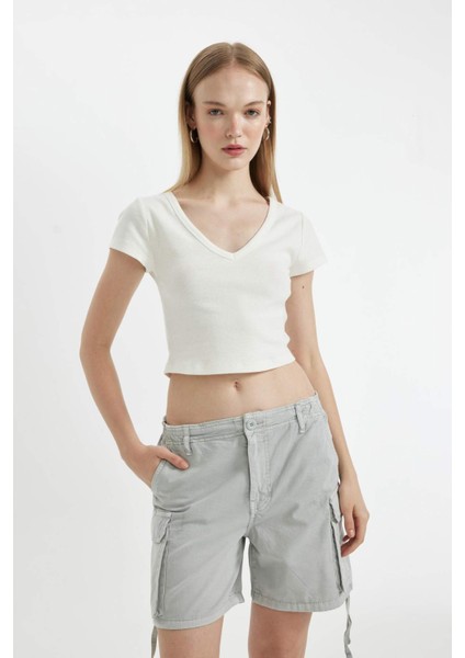 Coool Regular Fit Normal Bel Kısa Paça Gabardin Şort D1006AX24SM
