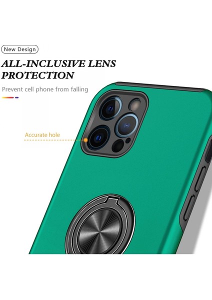 iPhone 12 Pro Kılıf Elit Yüzüklü Kapak - Yeşil - NFND9347-9469