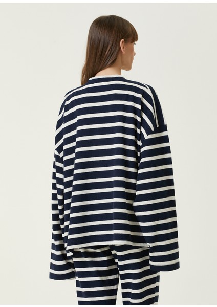 Skipper Çizgili Koyu Mavi Kadın Sweatshirt fırsatları