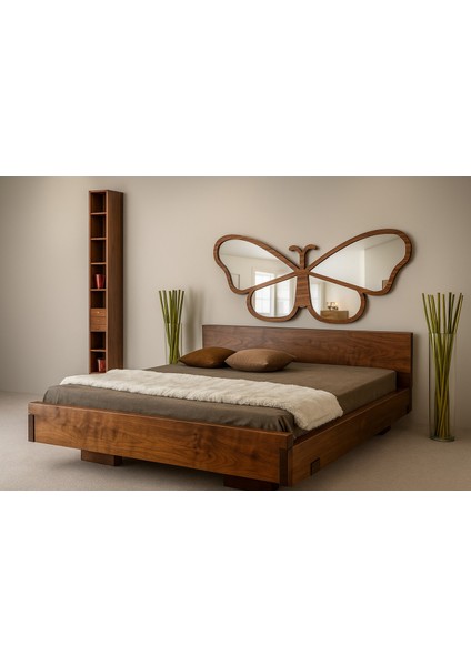 Butterfly Aynalı Yatak Başlığı - Ahşap Yatak Başlığı