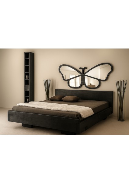 Butterfly Aynalı Yatak Başlığı - Ahşap Yatak Başlığı