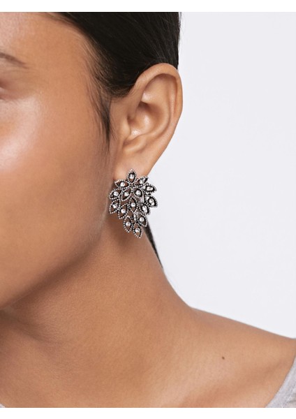 Suni Elmas Detaylı Orta Boy Küpe