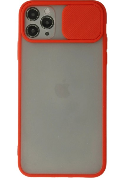 iPhone 11 Pro Max Kılıf Palm Buzlu Kamera Sürgülü Silikon - Kırmızı - NFND2123-5996