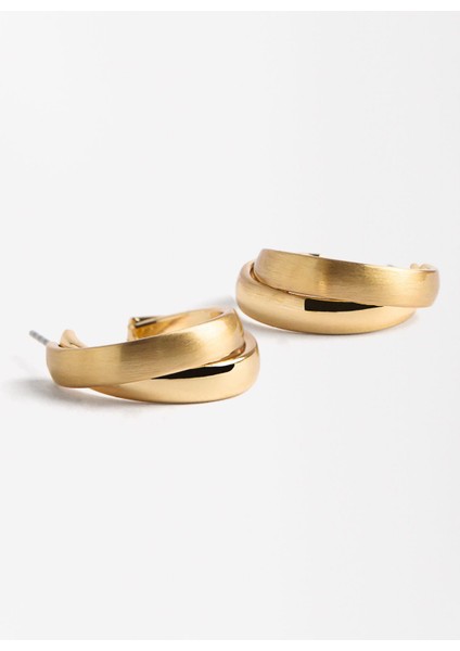 Gold Efektli Halka Küpe