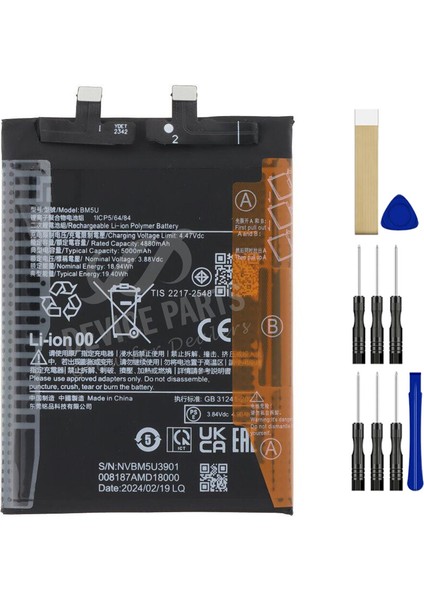 Xiaomi Redmi Note 13 Pro Plus BM5U Batarya Pil Tamir Seti ve Pil Bandı