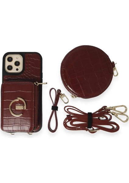 iPhone 14 Pro Max Kılıf Ermes Kapak - Bordo - NFND1297-7866