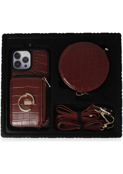 iPhone 14 Pro Max Kılıf Ermes Kapak - Bordo - NFND1297-7866