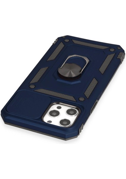 iPhone 12 Pro Max Kılıf Pars Lens Yüzüklü Silikon - Lacivert - NFND1957-9193