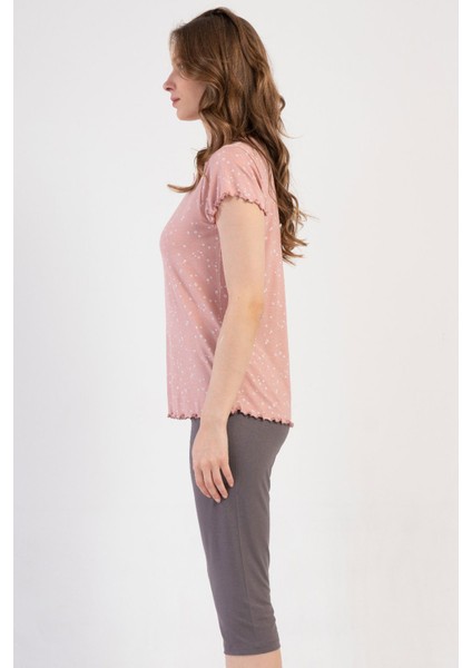 Kadın Vıscon Kısa Kol Kaprili Pijama Takım , 409283 modelleri