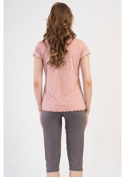 Kadın Vıscon Kısa Kol Kaprili Pijama Takım , 409283 fırsatları