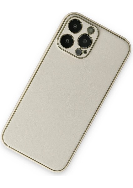 iPhone 13 Pro Max Kılıf Coco Deri Silikon Kapak - Beyaz - NFND6056-8085