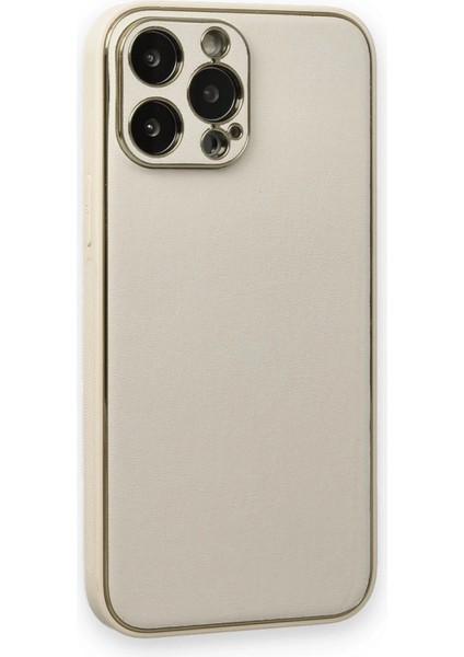 iPhone 13 Pro Max Kılıf Coco Deri Silikon Kapak - Beyaz - NFND6056-8085