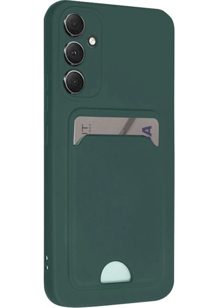 Samsung Galaxy S24 Fe Kılıf Kelvin Kartvizitli Silikon - Koyu Yeşil - NFND8387-8452