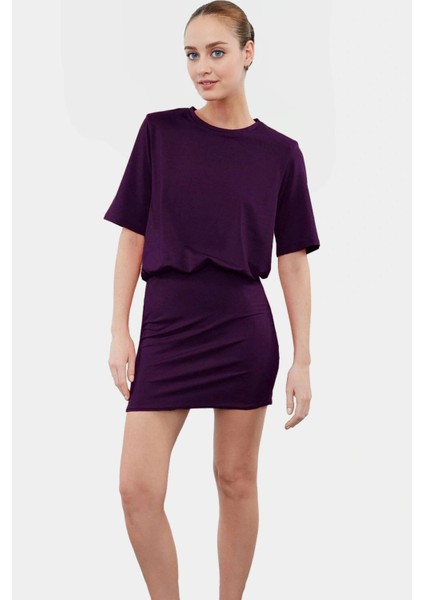 Düz Örme Pamuklu Mini Elbise Rahat Günlük Stil Dayanıklı Malzeme Seçkin