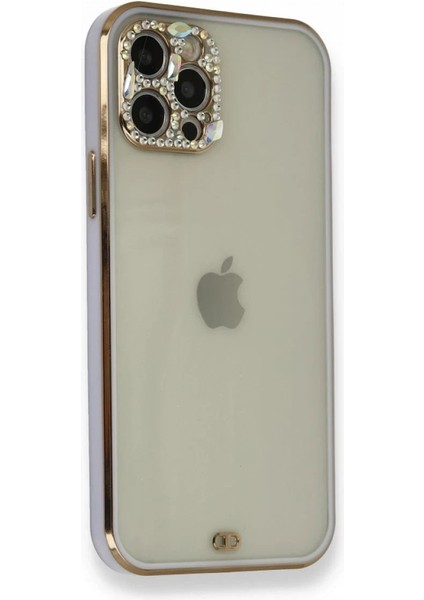 iPhone 12 Pro Kılıf Liva Taşlı Silikon - Mor - NFND4258-1673
