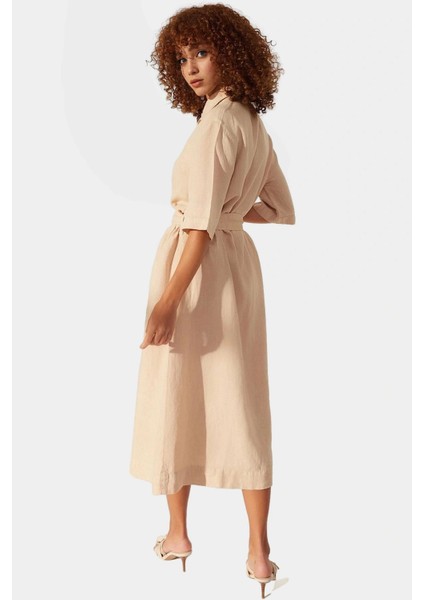 Keten Maxi Gömlek Elbise Yazlık Günlük Şık Tasarım Modern Stil Rahat ve Kullanım fiyatları