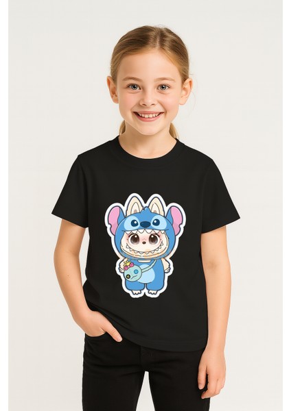 Labubu Baskılı Kız Çocuk Pamuklu Tişört - Yazlık Rahat Günlük Çocuk T-Shirt Kısa Kollu 3-14 Yaş Tişört