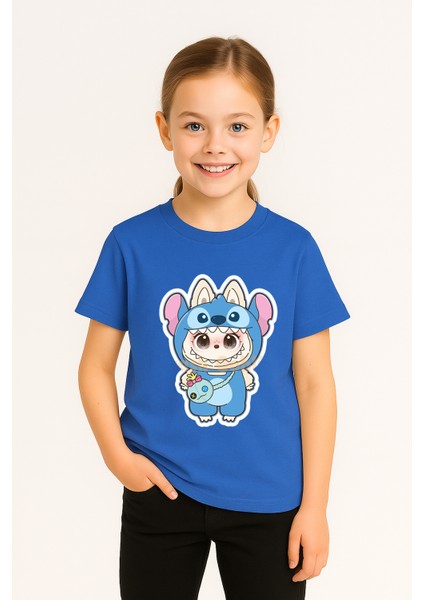 Labubu Baskılı Kız Çocuk Pamuklu Tişört - Yazlık Rahat Günlük Çocuk T-Shirt Kısa Kollu 3-14 Yaş Tişört