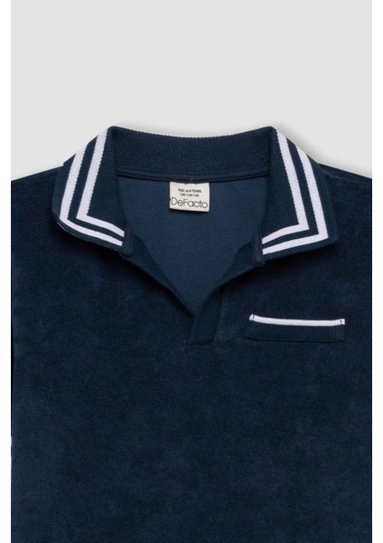 Erkek Çocuk Apaş Yaka Havlu Kumaş Kısa Kollu Tişört D1164A824HS