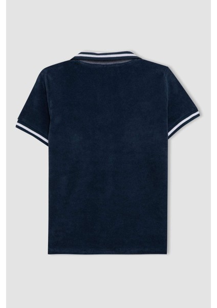 Erkek Çocuk Apaş Yaka Havlu Kumaş Kısa Kollu Tişört D1164A824HS