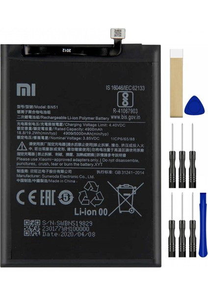 Xiaomi Redmi 8 BN51 Batarya Pil Tamir Seti ve Pil Bandı