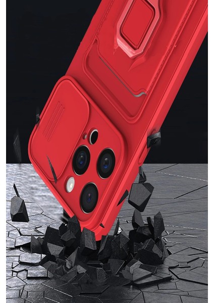 iPhone 15 Pro Kılıf Zuma Kartvizitli Yüzüklü Silikon - Siyah - NFND4279-2875