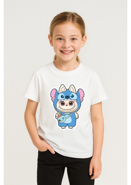 Labubu Baskılı Kız Çocuk Pamuklu Tişört - Yazlık Rahat Günlük Çocuk T-Shirt Kısa Kollu 3-14 Yaş Tişört