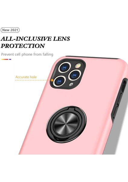 iPhone 11 Pro Kılıf Elit Yüzüklü Kapak - Pembe - NFND2418-2205