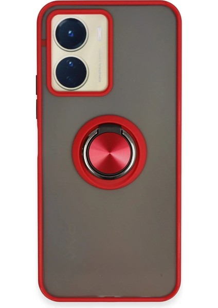 Vivo Y16 Kılıf Montreal Yüzüklü Silikon Kapak - Kırmızı - NFND4880-4947