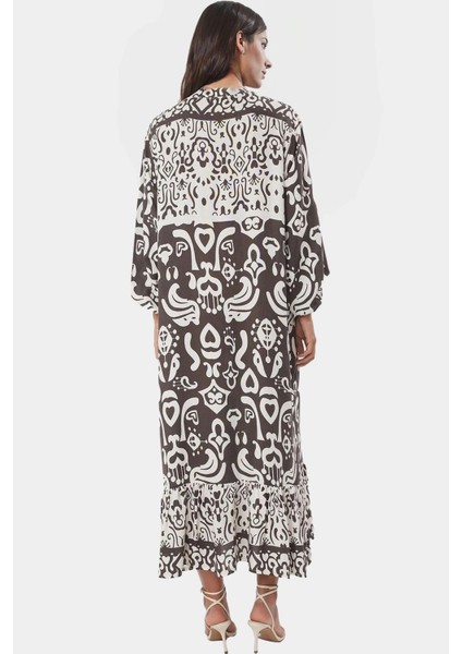 Yazlık Desenli Midi Elbise Shally Dokuma Polyester Rahat Günlük Premium Kalite modelleri