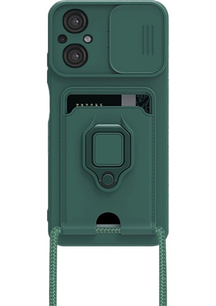 Xiaomi Poco M5 Kılıf Zuma Kartvizitli Yüzüklü Silikon - Yeşil - NFND3869-6587
