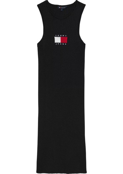 Kadın Tjw Flag Sweater Mini Elbise - Siyah