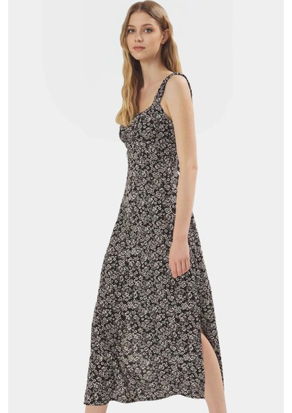 Yazlık Çiçekli A Line Maxi Elbise Viskoz Kumaştan Rahat Günlük Stil Özel Tasarım