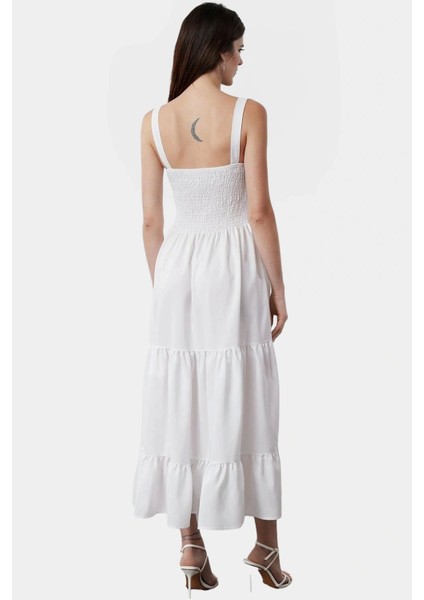 Yazlık Maxi Elbise Dokuma Terrycotton Kumaş Kare Yaka Gündüz Gece Profesyonel Görünüm Seçkin Malzeme modelleri