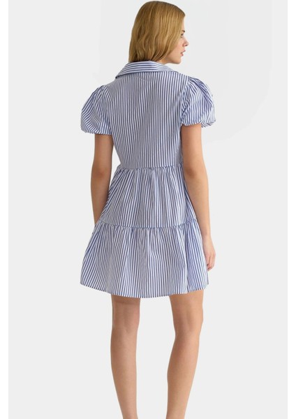 Çizgili Poplin Mini Gömlek Elbise Yazlık Casual Giyim Premium Kalite Profesyonel Görünüm modelleri