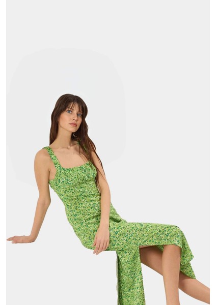 Yazlık Çiçekli A Line Maxi Elbise Viskoz Kumaştan Rahat Günlük Stil Özel Tasarım