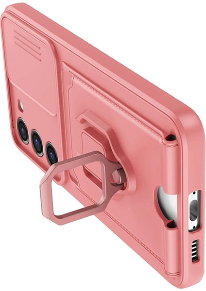 Samsung Galaxy S24 Plus Kılıf Zuma Kartvizitli Yüzüklü Silikon - Pembe - NFND3787-1562