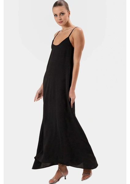 Maxi Dokuma Elbise V Yaka Shift Kalıp Polyester Yazlık Rahat Konforlu Kesim Seçkin Malzeme fiyatları