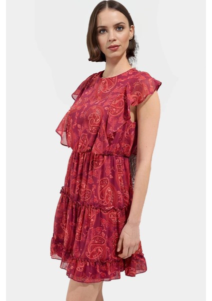 Çiçekli Desenli Mini Şifon Elbise Rahat Yazlık Günlük Kıyafet Mükemmel Uyum Zarifane Tasarım fiyatları