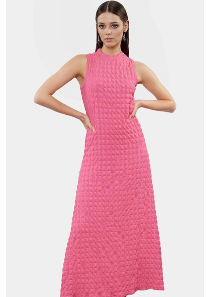 Maxi A Line Bisiklet Yaka Örme Elbise Hafif Yazlık Günlük Seçkin Malzeme Özel Tasarım Modern Stil